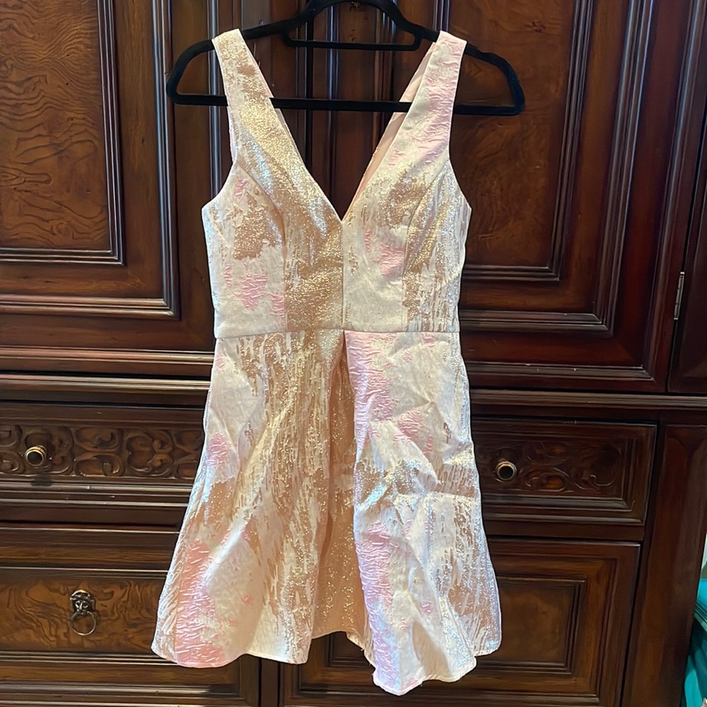 NWOT GB gold and pink dress, size small, never worn